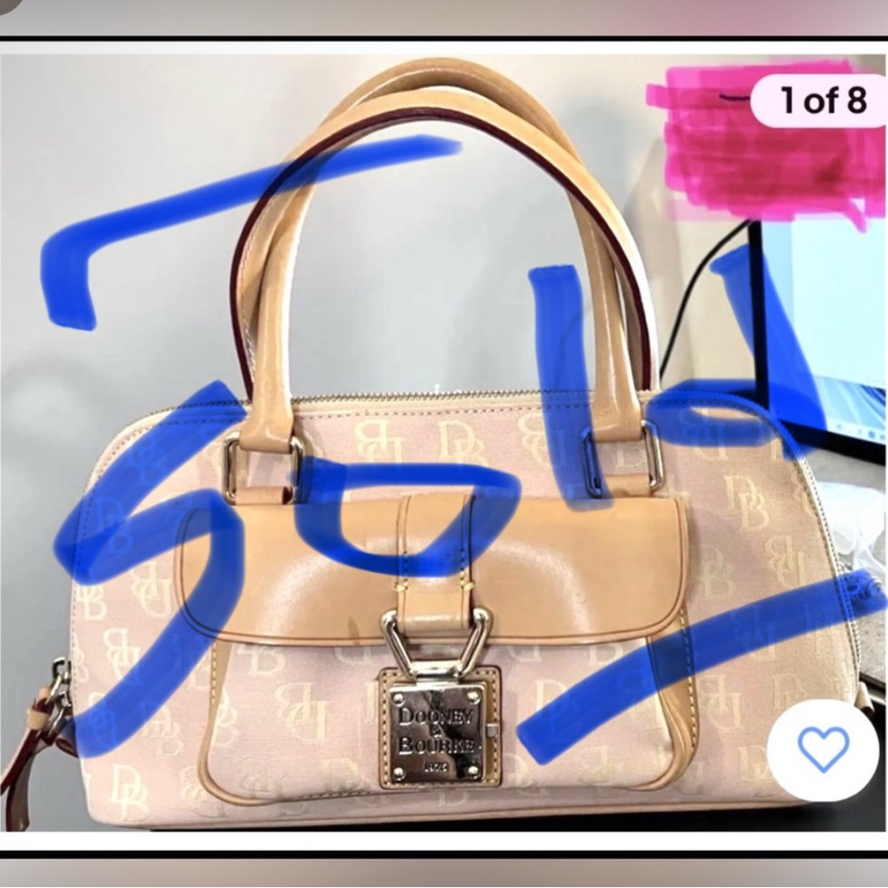 DOONEY & BOURKE Satchel  Leather & Canvas Denim DB Monogram Logo Handbag